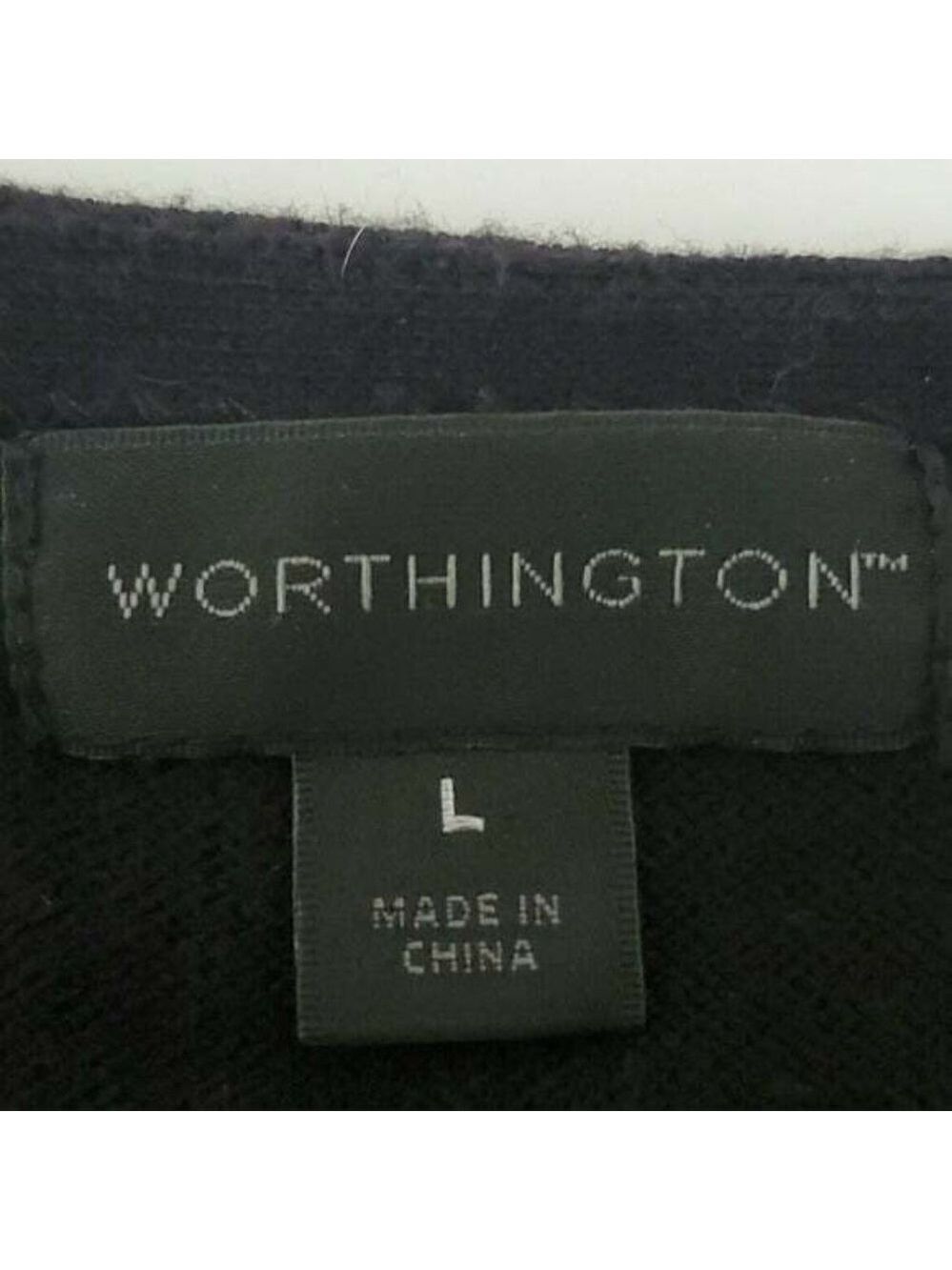 worthington Black Sparkle Pullover Scoop Neck Long Sleeves Knit Sweater Size L - Picture 8 of 9